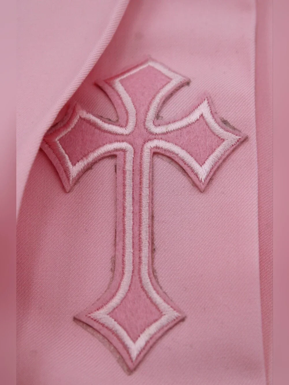 MOGU Pink Double Breasted 2-Piece Suit 30/29 Custom Cross Patches Prom Wedding